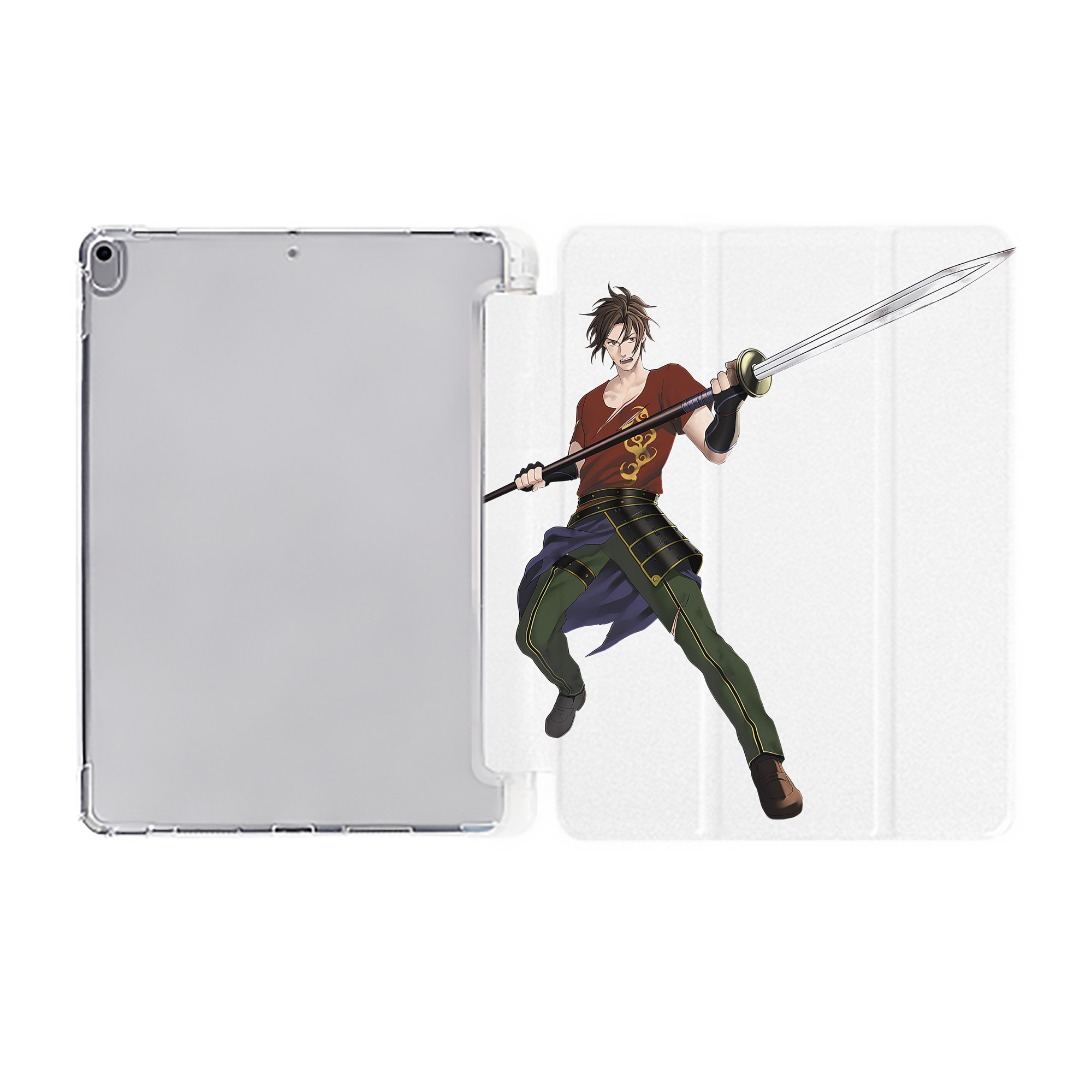 （画像用） 刀剣乱舞 Touken Ranbu IPad ケース ペン収納付き 三つ折りスタンド PUレザー×シリコン 対応機種9.5/10.5/10.9インチ